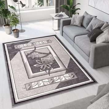 Vloerkleed Dream Grijs Geometrisch Bloemen Frame