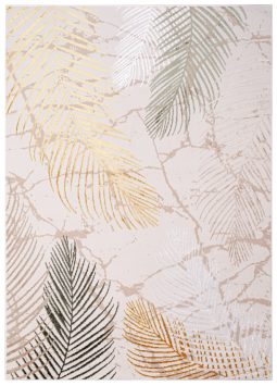 Vloerkleed Crystal Groen Goud Crème Bladeren 3D Effect