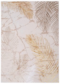 Vloerkleed Crystal Gold Bruin Creme Bladeren 3D Effect