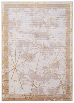 Vloerkleed Crystal Gold Beige Frame Geometrisch 3D Effect