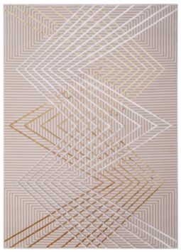 Vloerkleed Crystal Gold Beige ZigZag Geometrisch 3D Effect