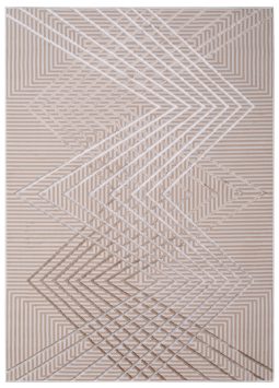 Vloerkleed Crystal Beige Bruin Zigzag Geometrisch 3D Effect