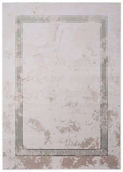 Vloerkleed Crystal Groen Beige Frame Gevlekt 3D Effect