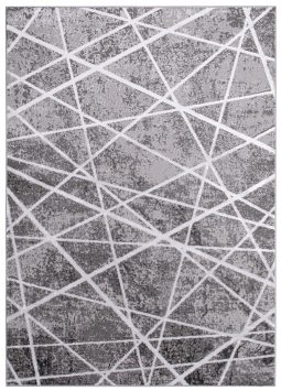 Vloerkleed Crystal Grijs Wit Geometrische lijnen 3D Effect