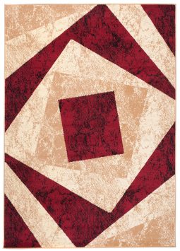 Vloerkleed Dream Geometrisch Creme Rood Vierkanten