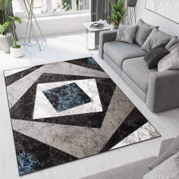 Vloerkleed Dream Geometrisch Grijs Blauw Vierkanten