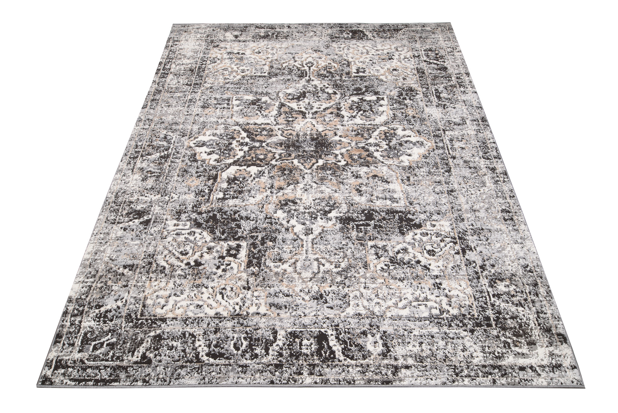 Vloerkleed Valley Donker Grijs Vintage Rozet