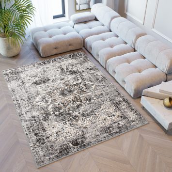Vloerkleed Valley Donker Grijs Vintage Rozet