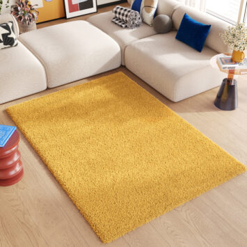 Vloerkleed Essence Shaggy Effen Mosterd
