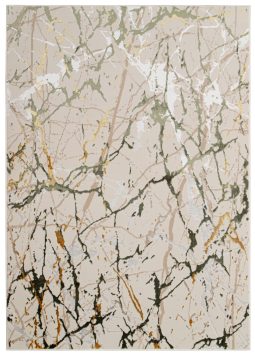 Vloerkleed Crystal Groen Creme Abstract Marmer 3D Effect