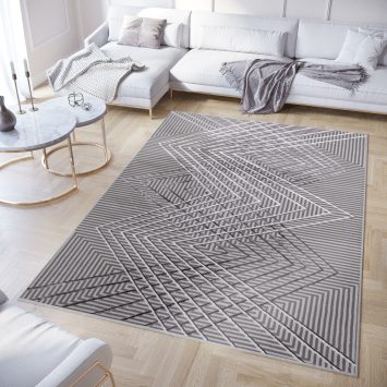 Vloerkleed Crystal Grijs ZigZag Geometrisch 3D Effect