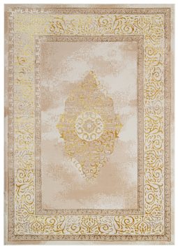 Vloerkleed Ares Goudkleur Beige Rozet Vintage