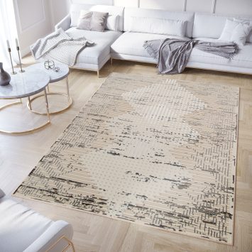 Vloerkleed Crystal Light Grey Vintage Ruiten 3D Effect