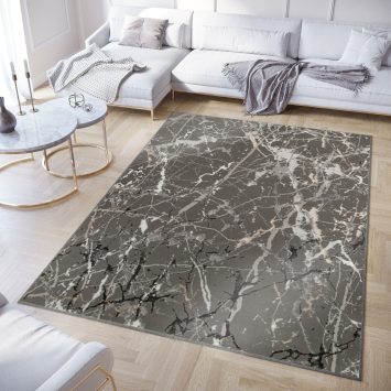 Vloerkleed Crystal Donker Grijs Abstract Marmer 3D Effect