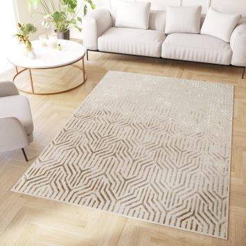 Vloerkleed Crystal Bruin Creme Beige Lijnen 3D Effect