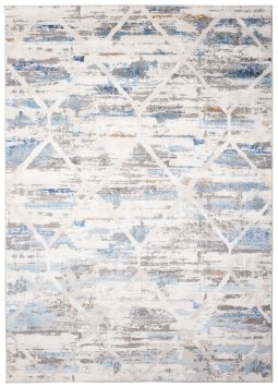 Vloerkleed Valley Grijs Blauw Geometrisch Gewreven