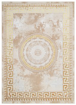 Vloerkleed Ares Goudkleur Beige Ornamenten Medaillon