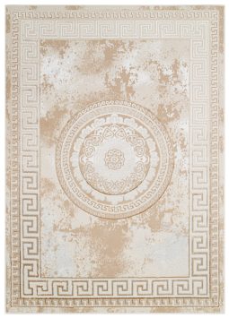 Vloerkleed Ares Goudkleur Bruin Ornamenten Medaillon