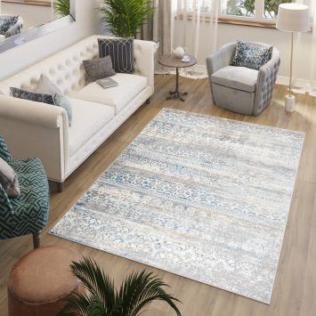 Vloerkleed Valley Grijs Blauw Gebloemd Vintage