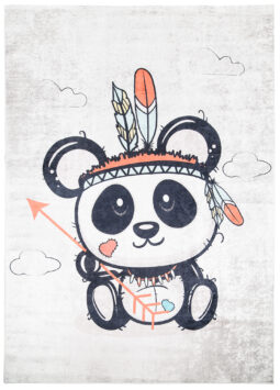 Vloerkleed Emma Kinderkamer Grijs Gewreven Panda