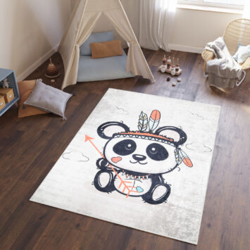 Vloerkleed Emma Kinderkamer Grijs Gewreven Panda
