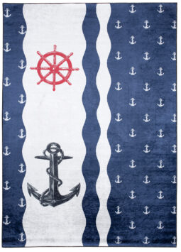 Vloerkleed Emma Kinderkamer Donkerblauw Wit Ankers Antislip