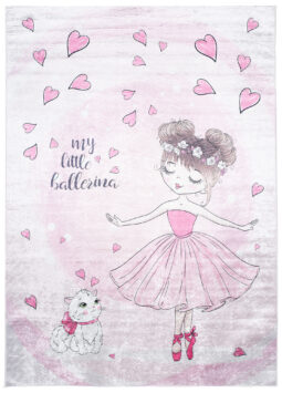 Vloerkleed Emma Kinderkamer Roze Ballerina Poes Antislip