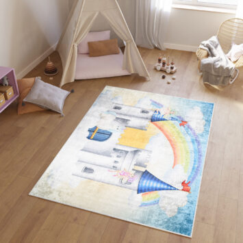 Vloerkleed Emma Kinderkamer Kleurrijk Kasteel Licht