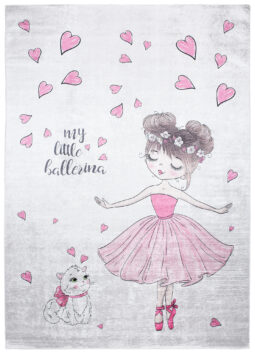 Vloerkleed Emma Kinderkamer Roze Ballerina Poes Antislip