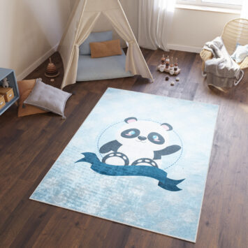 Vloerkleed Emma Antislip Wasbaar Blauw Panda