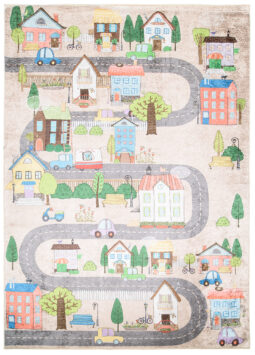 Vloerkleed Emma Kinderkamer Beige Pastelkleur Stad