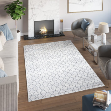 Vloerkleed Toscana Geometrisch Grijs Marineblauw Zigzag