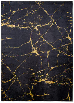 Vloerkleed Toscana Glamour Zwart Gouden Marmer