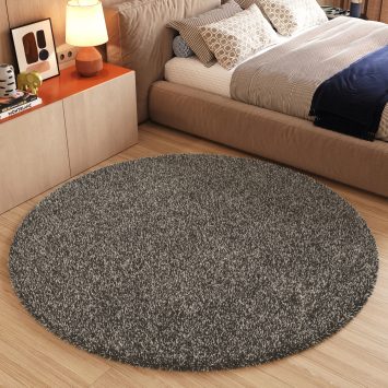 Vloerkleed Essence Rond Shaggy Taupe Grijs Melange