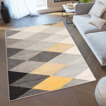Vloerkleed Lazur Grijs Geel Geometrisch Kubus