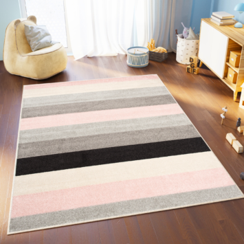 Vloerkleed Lazur Licht Grijs Roze Geometrisch Lijnen