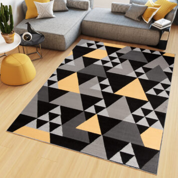 Vloerkleed Maya Grijs Geel Geometrisch Driehoek