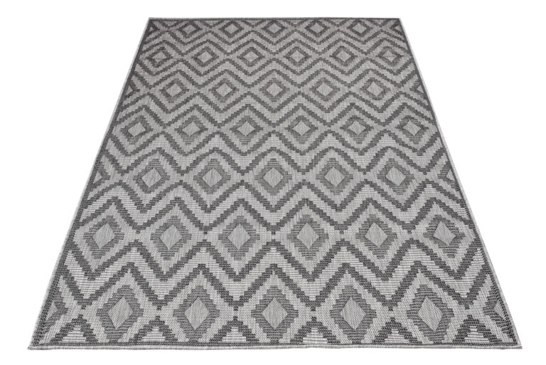 Vloerkleed Capri Grijs Zigzag Indoor Outdoor Modern Sisal