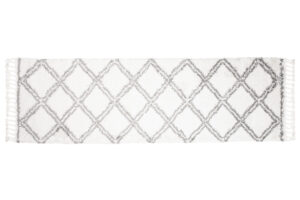 Tapijt Loper Boho met Franjes Creme Geruit Hoogpolig