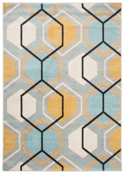 Vloerkleed Lazur Grijs Geel Blauw Geometrisch Kubus