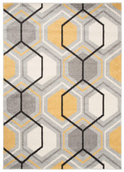 Vloerkleed Lazur Grijs Geel Creme Geometrisch Kubus