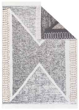 Vloerkleed Azteca Katoen Grijs Beige met Franjes