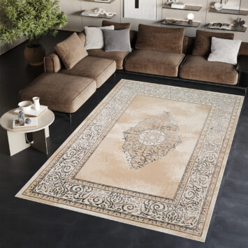 Vloerkleed Ares Grijs Beige Rozet Vintage