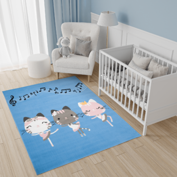 Vloerkleed Jolly Poesjes Hoogwaardig Blauw Woonsfeer