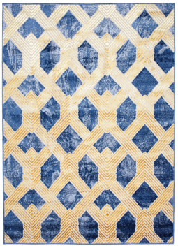 Vloerkleed Shine Marineblauw Goudkleur Geometrisch 3D-Effect