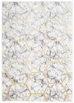Vloerkleed Shine Grijs Goudkleur Geometrisch Zeshoek 3D-Effect