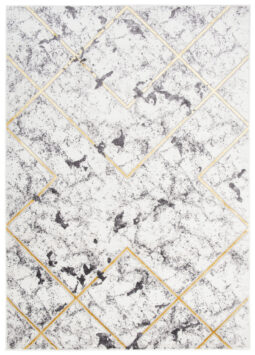 Vloerkleed Shine Grijs Goudkleur Geometrisch Lijnen 3D-Effect