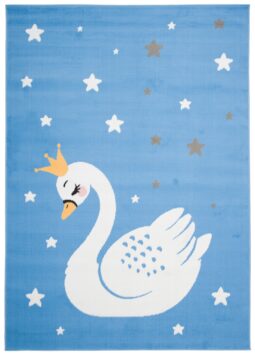 Vloerkleed Jolly Zwaan Sterren Blauw Trendy Woonsfeer