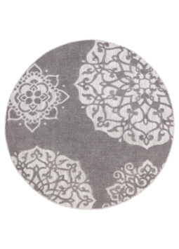 Buitenkleed Patio Rond Grijs Ornamenten