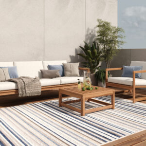 Buitenkleed Patio Grijs Blauw Gestreept
